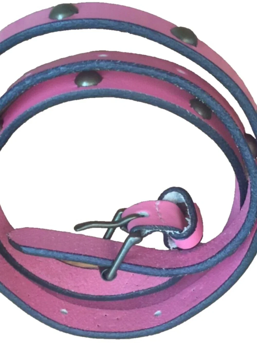 VINTAGE GAP PINK LEATHER STUDDED SKINNY BELT WOMENS M MADE IN USA